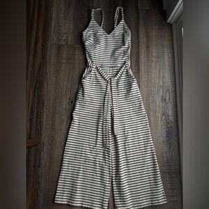 Striped Women's Jumpsuit - Black and White